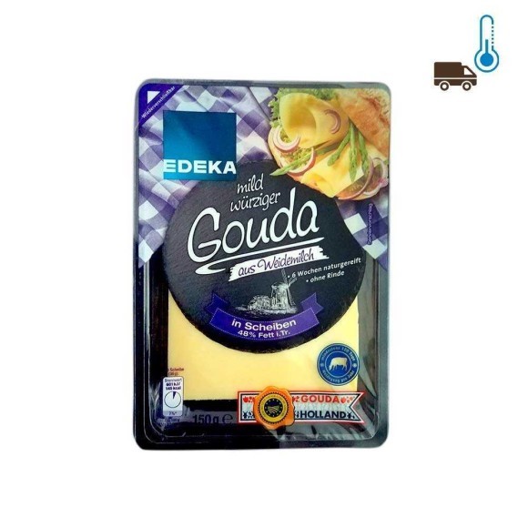 Edeka Gouda in Scheiben 48% Fett 150g/ Sliced Cheese Edeka Gouda in Scheiben 48% Fett 150g/ Sliced Cheese
