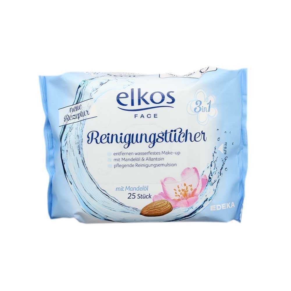 Elkos Reinigungstücher 3in1 Mandelöl / Make up Remover Wipes x25