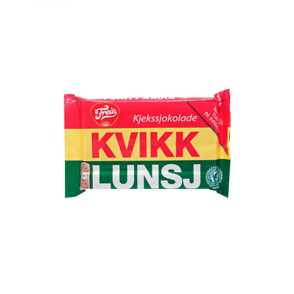 Freia Melkesjokolade Med Kvikk Lunsj / Milk Chocolate Bar 47g Freia Melkesjokolade Med Kvikk Lunsj / Milk Chocolate Bar 47g