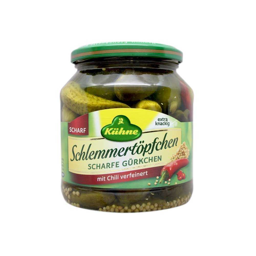 Kühne Schlemmertöpfchen Scharfe Gürkchen 530g/ Spicy Pickles