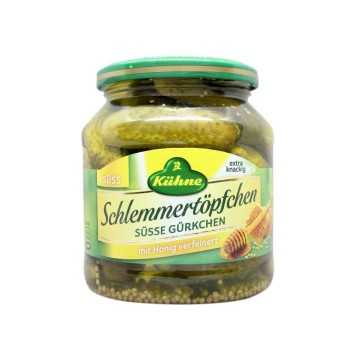 Kühne Schlemmertöpfchen Süsse Gürken mit Honig 530g/ Sweet Pickles with Honey