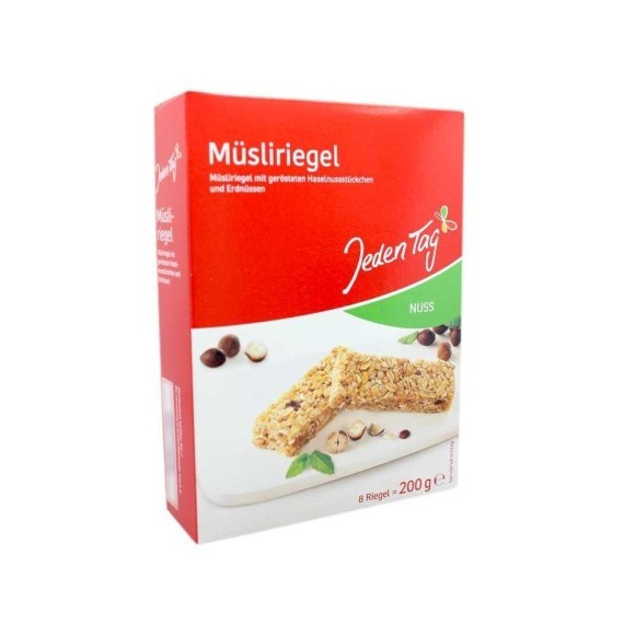 Jeden Tag Müsliriegel x8 200g/ Hazelnut and Peanut Mueli Bars Jeden Tag Müsliriegel x8 200g/ Hazelnut and Peanut Mueli Bars
