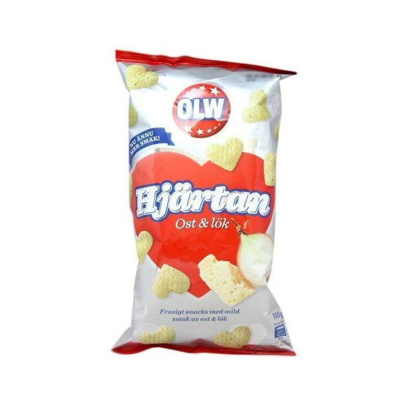 Olw Hjärtan Ost & Lök / Cheese Hearts 100g Olw Hjärtan Ost & Lök / Cheese Hearts 100g