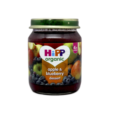 Hipp Organic Apple & Blueberry 4+ / Comida para Bebé de Manzana y Arándanos 125g