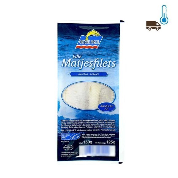 Ostsee Fisch Edle Matjesfilets Nordische Art 150g/ Herring Fillets Ostsee Fisch Edle Matjesfilets Nordische Art 150g/ Herring Fillets