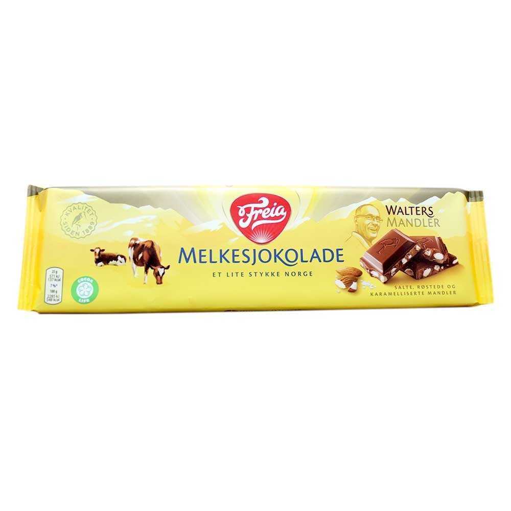 Freia Melkesjokolade Walters Mandler / Chocolate con Leche con Almendra Salada 200g