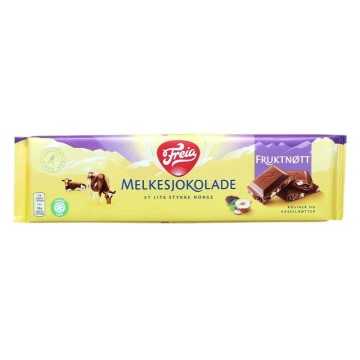Freia Melkesjokolade Fruktnøtt / Chocolate con Leche, Avellanas y Pasas 200g
