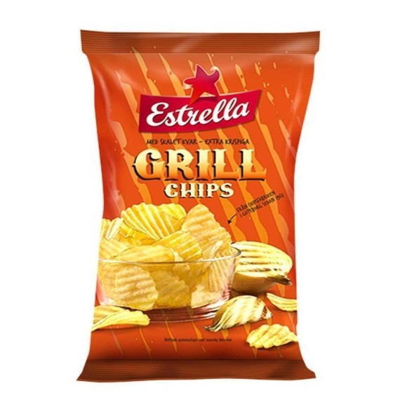 Estrella Chips Grill / Patatas Fritas Acanaladas sabor a Cebolla 175g Estrella Chips Grill / Patatas Fritas Acanaladas sabor a Cebolla 175g