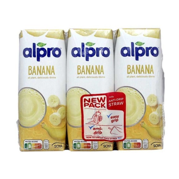 Alpro Banana Soya Drink 250ml / Bebida Soja sabor Plátano x3 Alpro Banana Soya Drink 250ml / Bebida Soja sabor Plátano x3