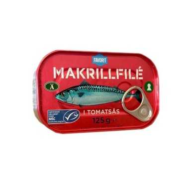 Favorit Makrillfilé i Tomatsås 125g/ Mackerel Fillets in Tomato Sauce