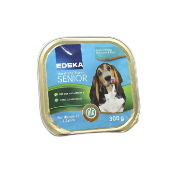 Edeka Senior Pastete Huhn&Reis / Comida para Perros Senior con Arroz y Pollo 300g