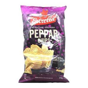 Estrella Peppar Chips / Patatas Fritas sabor Pimienta Negra 275g