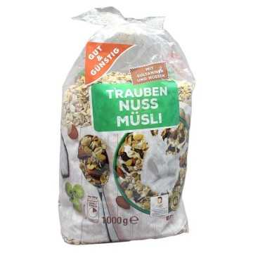 Gut&Günstig Trauben Nuss Müsli 1Kg/ Nuts&Raisins Muesli
