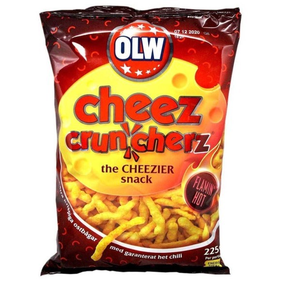 Olw Cheez Cruncherz Flamin’ Hot 225g/ Flaming Hot Cheese Snacks Olw Cheez Cruncherz Flamin’ Hot 225g/ Flaming Hot Cheese Snacks