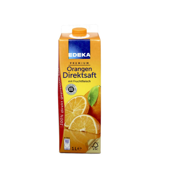 Edeka Premium Orangen Direktsaft mit Fruchtfleisch 1L/ Orange Juice Pulp Edeka Premium Orangen Direktsaft mit Fruchtfleisch 1L/ Orange Juice Pulp