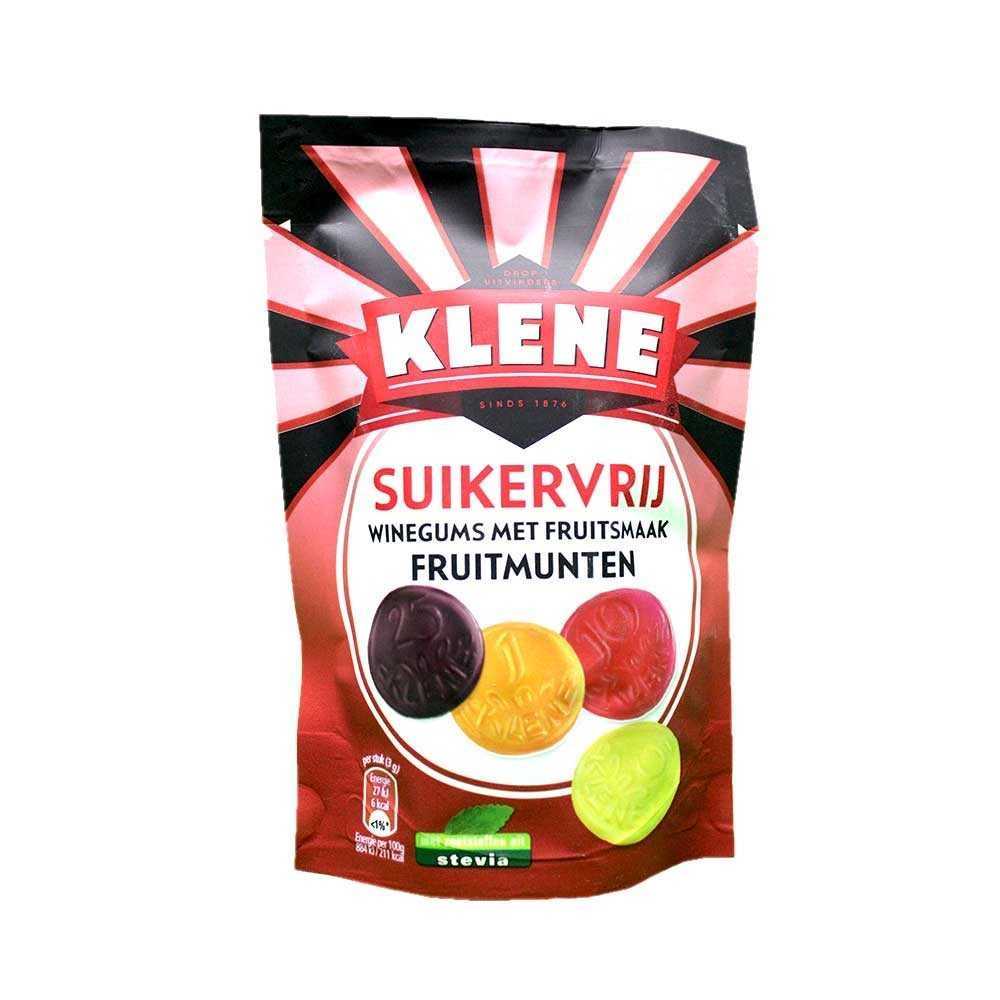 Klene Suikervrij Winegums met Fruitsmaak Fruitmunten / Monedas de Golosina Sin Azúcar sabor Frutas 105g