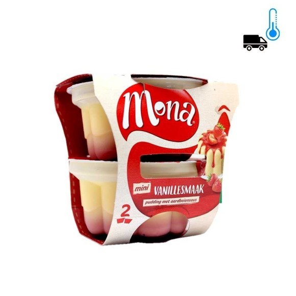 Mona Mini Vanillesmaak / Vanilla Pudding with Strawberry Sauce x2 Mona Mini Vanillesmaak / Vanilla Pudding with Strawberry Sauce x2