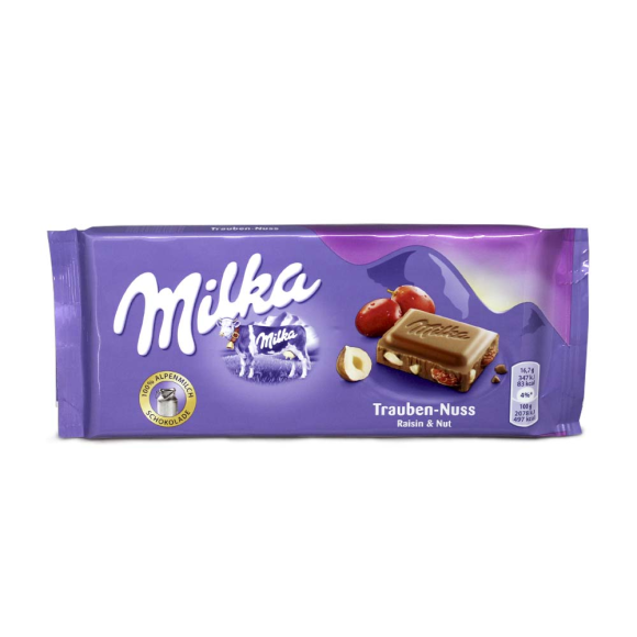 Milka Trauben-Nuss / Raisins and Nuts Chocolate 100g Milka Trauben-Nuss / Raisins and Nuts Chocolate 100g