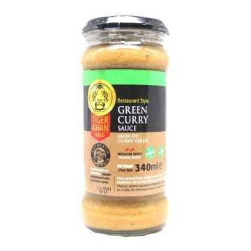 Tiger Khan Green Curry Sauce Medium Spicy / Salsa Curry Verde Picante Medio 340ml
