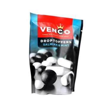 Venco Droptoppers Salmiak & Mint 280g/ Mint and Licorice Candies Mix