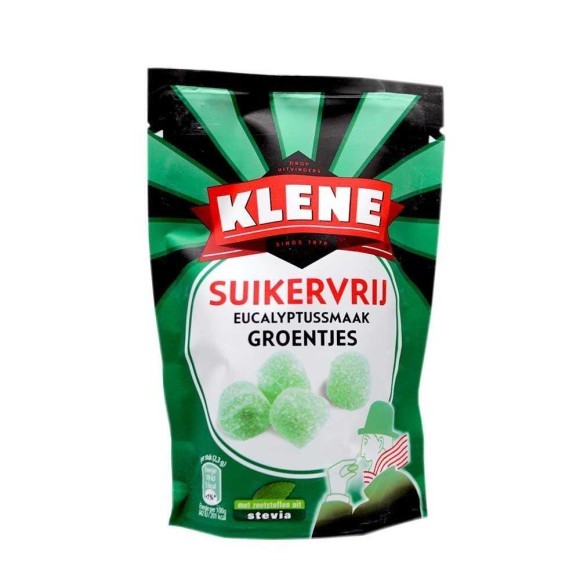 Klene Suikervrij Eucalyptussmaak Groentjes / Sugar Free Eucalyptus Gummies 90g Klene Suikervrij Eucalyptussmaak Groentjes / Sugar Free Eucalyptus Gummies 90g