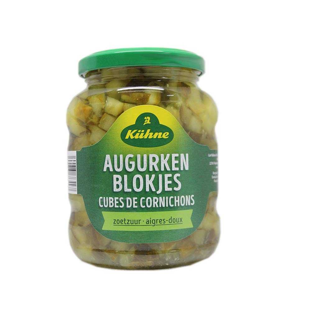 Kühne Augurken Blokjes Zoetzuur / Pickled Gherkin Cubes Sweet Sour 330g
