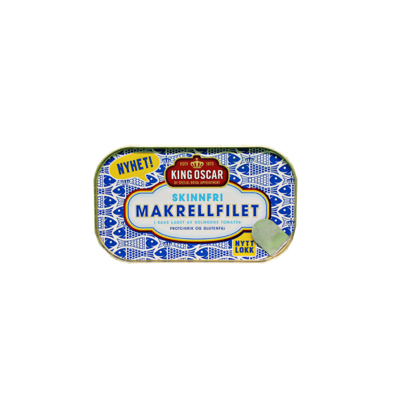 King Oscar Skinnfri Makrell i Tomatsaus / Mackerel Skinless in Tomato 110g King Oscar Skinnfri Makrell i Tomatsaus / Mackerel Skinless in Tomato 110g
