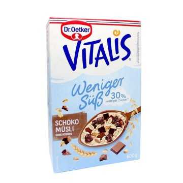 Dr.Oetker Vitalis Schoko-Müsli Weniger Süß 30% / Chocolate Muesli Less Sugar 600g