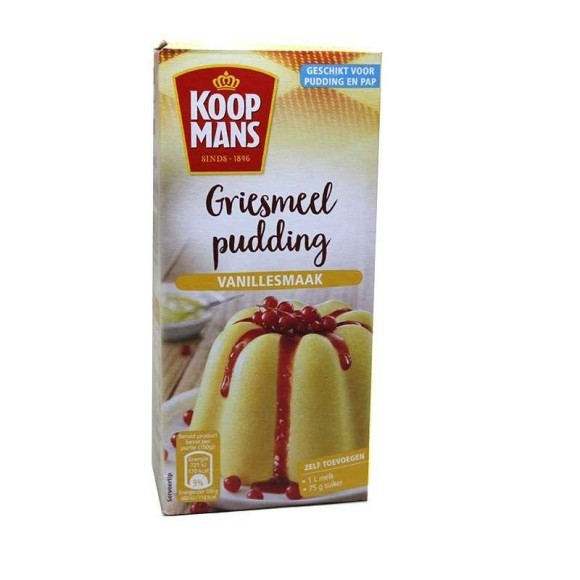 Koopmans Griesmeel Pudding Vanillesmaak / Pudin de Sémola sabor Vainilla 500g Koopmans Griesmeel Pudding Vanillesmaak / Pudin de Sémola sabor Vainilla 500g