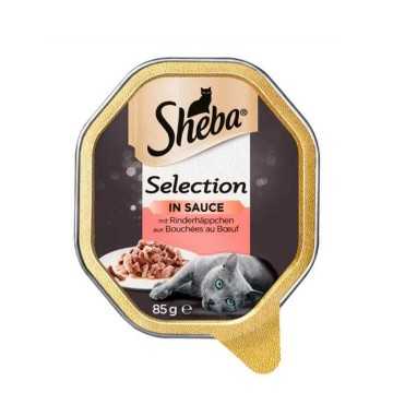 Sheba Selection in Sauce mit Rinderhäppchen / Cat Food in Sauce with Beef Bits 85g