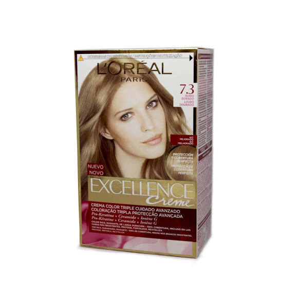 L'Oreal Paris Excellence Creme Rubio Dorado 7.3 / Hair Color Gold Blonde L'Oreal Paris Excellence Creme Rubio Dorado 7.3 / Hair Color Gold Blonde