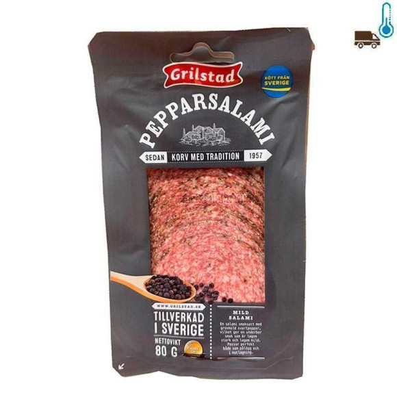Grilstad Peppar Salami 80g/ Swedish Salami with Pepper Grilstad Peppar Salami 80g/ Swedish Salami with Pepper
