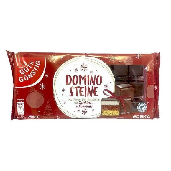 Gut&Günstig Aachener Dominosteine ZartbitterSchokolade / Cuadrados de Chocolate, Fruta y Mazapán 250g Gut&Günstig Aachener Dominosteine ZartbitterSchokolade / Cuadrados de Chocolate, Fruta y Mazapán 250g