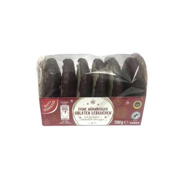 Gut&Günstig Oblaten-Lebkuchen / Bizcocho de Especias con Chocolate 200g Gut&Günstig Oblaten-Lebkuchen / Bizcocho de Especias con Chocolate 200g