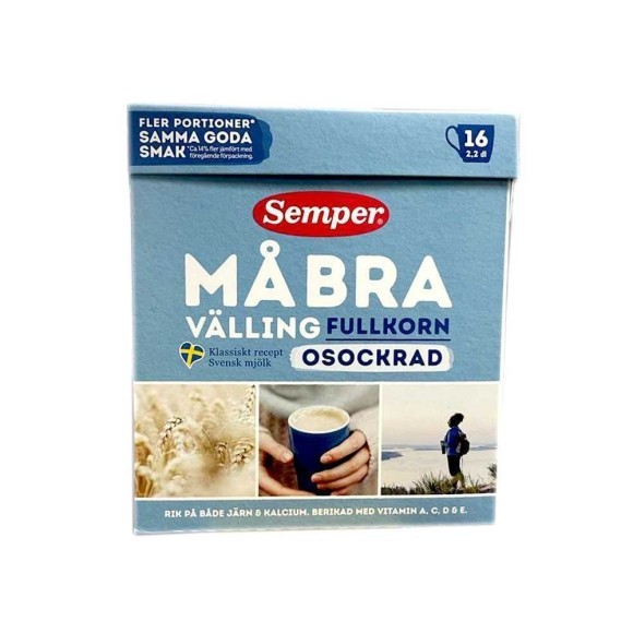 Semper MåBra Välling Fullkorn Osokrad 510g / Whole Wheat Porridge for Adults No Sugar Semper MåBra Välling Fullkorn Osokrad 510g / Whole Wheat Porridge for Adults No Sugar