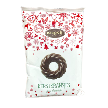 Baronie Kerstkransjes Purechocolade 150g / Dark Chocolate Biscuits