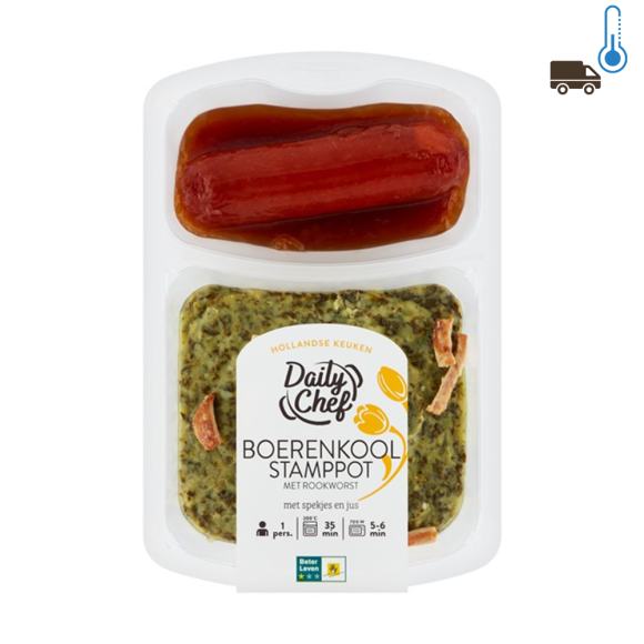 Daily Chef Boerenkool Stamppot Met Rookworst / Estofado de Kale Con Salchicha 500g Daily Chef Boerenkool Stamppot Met Rookworst / Estofado de Kale Con Salchicha 500g