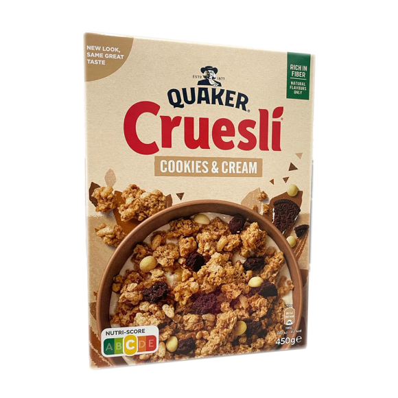 Quaker Cruesli Cookies & Cream 450g / Oatmeal with Cookies & Cream Quaker Cruesli Cookies & Cream 450g / Oatmeal with Cookies & Cream