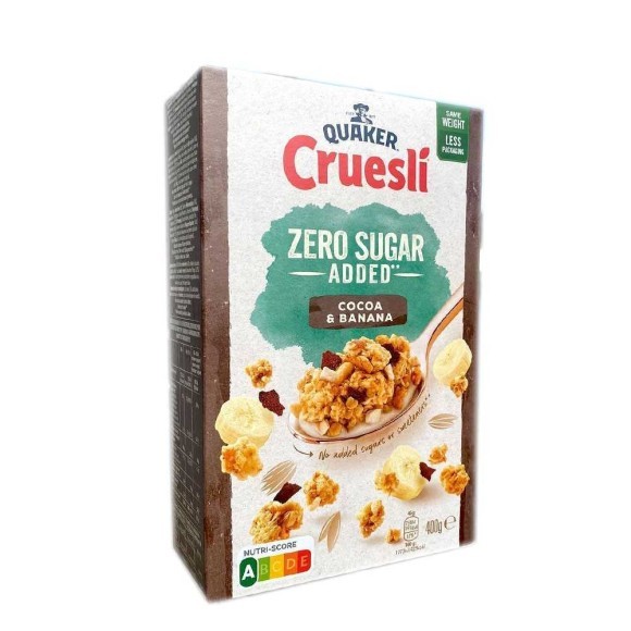 Quaker Cruesli Cocoa & Banana Zero Sugar Added / Avena con Chocolate y Plátano Sin Azucar 400g Quaker Cruesli Cocoa & Banana Zero Sugar Added / Avena con Chocolate y Plátano Sin Azucar 400g