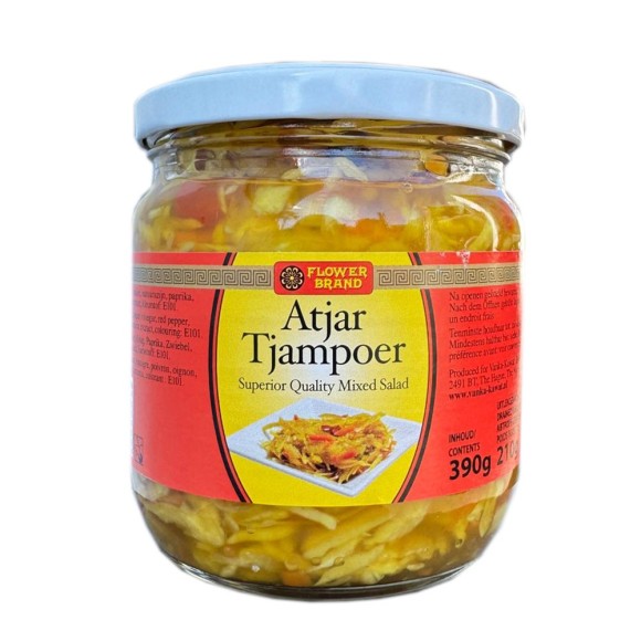 Flower Brand Atjar Tjampoer / Mezcla de Vegetales Agridulces 390g Flower Brand Atjar Tjampoer / Mezcla de Vegetales Agridulces 390g