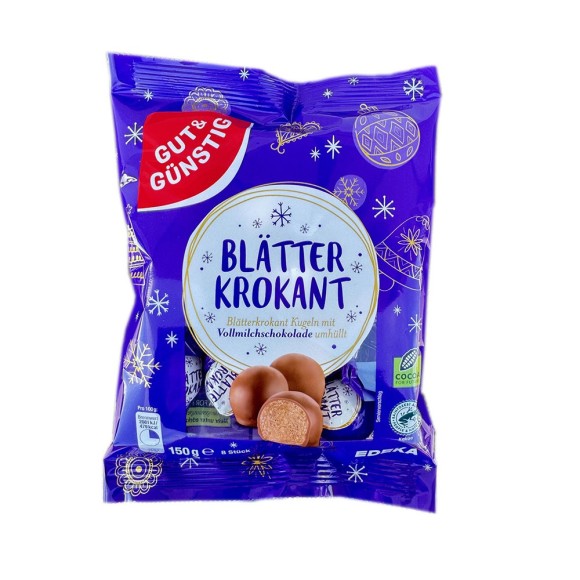 Gut&Günstig Blätter Krokant mit Vollmilchschokolade 150g / Crunchy Milk Chocolate Balls Gut&Günstig Blätter Krokant mit Vollmilchschokolade 150g / Crunchy Milk Chocolate Balls