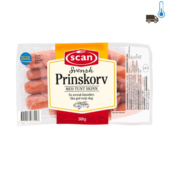 Scan Prinskorv med Tunt Skinn 300g/ Sausages with Thin Skin Scan Prinskorv med Tunt Skinn 300g/ Sausages with Thin Skin