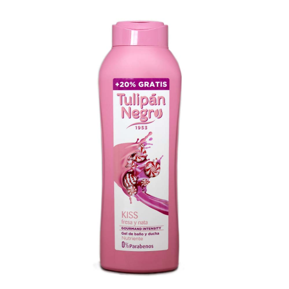Tulipán Negro Gel de Baño Kiss Fresa y Nata 600ml+120 Tulipán Negro Gel de Baño Kiss Fresa y Nata 600ml+120