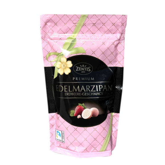 Zentis Premium EdelMarzipan Erdbeere-Geschmack 90g / White Chocolate Marzipan Balls with Strawberry Flavor Zentis Premium EdelMarzipan Erdbeere-Geschmack 90g / White Chocolate Marzipan Balls with Strawberry Flavor