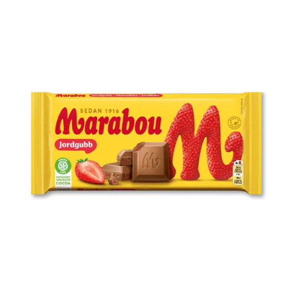 Marabou Jordgubb 185g / Milk Chocolate Filled with Strawberry Pieces Marabou Jordgubb 185g / Milk Chocolate Filled with Strawberry Pieces