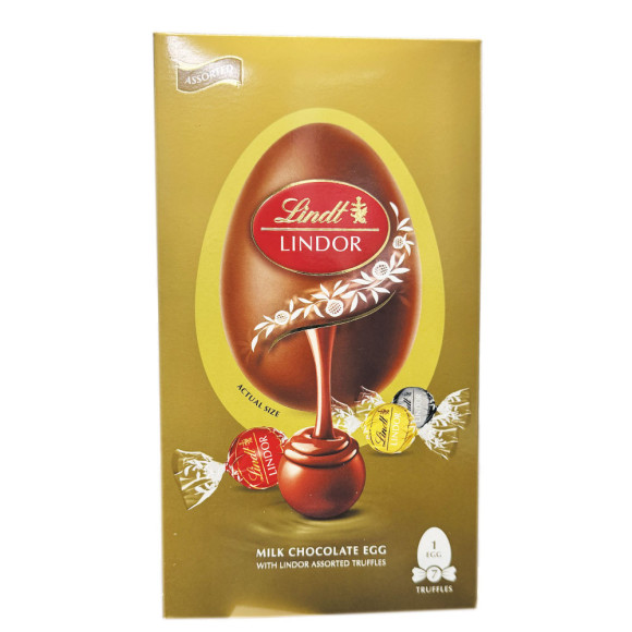 Lindt Lindor Milk Chocolate Egg with Assorted Truffles / Huevo de Chocolate con Leche y Trufas Variadas 183g Lindt Lindor Milk Chocolate Egg with Assorted Truffles / Huevo de Chocolate con Leche y Trufas Variadas 183g