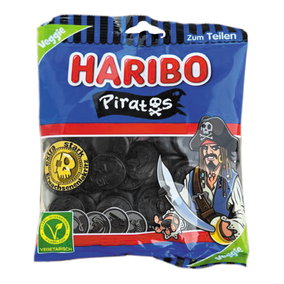 Haribo Piratos / Golosinas con Forma de Moneda de Regaliz 120g Haribo Piratos / Golosinas con Forma de Moneda de Regaliz 120g