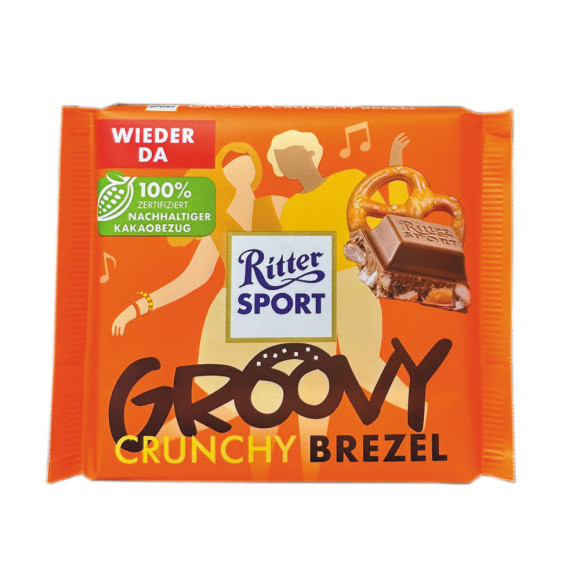 Ritter Sport Groovy Crunchy Brezel / Chocolate con Leche con Trozos de Pretzel y Copos de Maíz 100g Ritter Sport Groovy Crunchy Brezel / Chocolate con Leche con Trozos de Pretzel y Copos de Maíz 100g