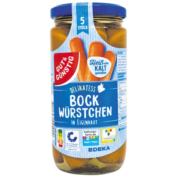 Gut&Günstig Bock Würstchen in Eigenhaut/ Salchichas Cerdo sin Piel x5