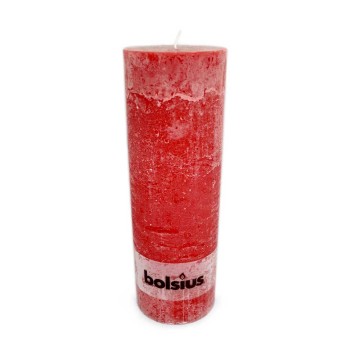 Bolsius Stompkaars Rustiek 300/100 Rood/ Red Candle